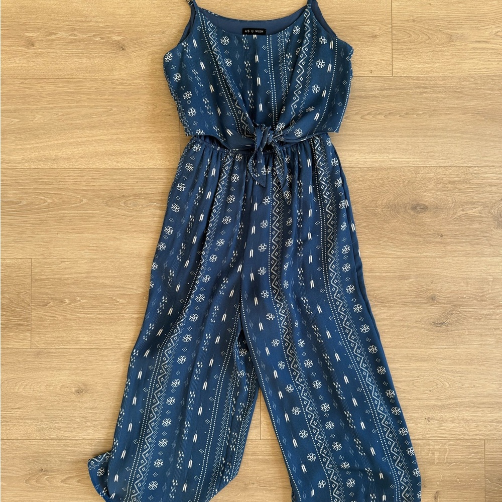 Blue Patterned Jumpsuit